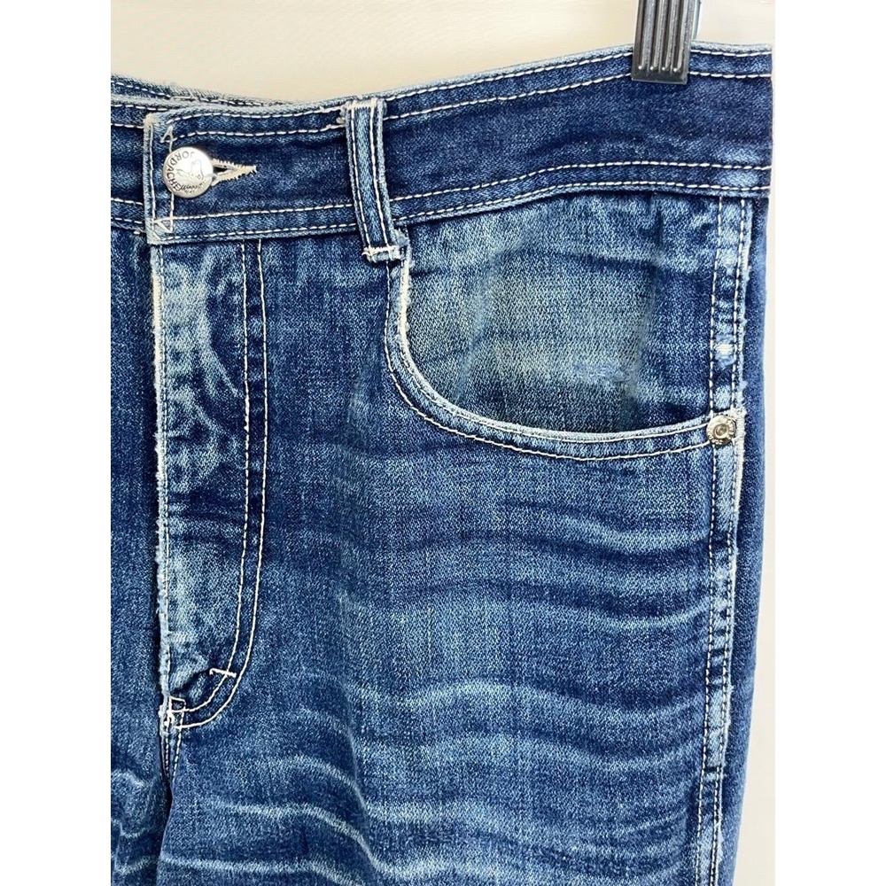 Vintage Jordache Women's Blue Denim Straight Bootcut Frayed Hem Jeans 32 L - Picture 7 of 13